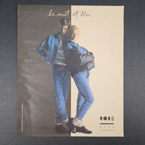 1987 Code Bleu Denim Vintage Print Ad Nordstrom Barney's Fred Segal 80s Couple‎